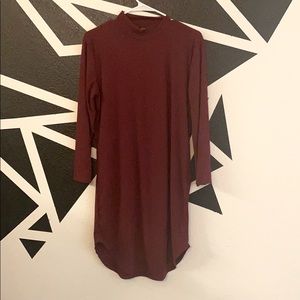 Burgundy 3/4 Sleeve Dress